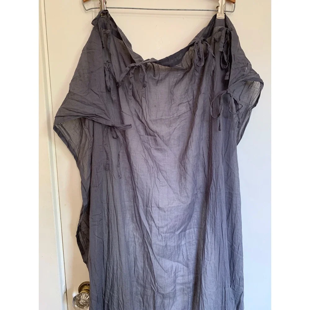 World Market Gray Tie Top Cotton Voile Curtain 6 Panels 40x84